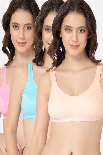 Buy Lady Lyka Cotton Sports Bra (Pack od 3) - Multicolor